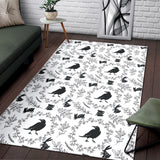Crows Floral Wreath Rabbit Pattern Area Rug