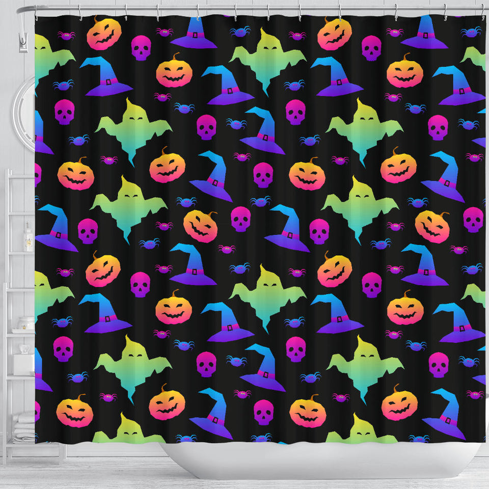 Colorful Halloween Background Shower Curtain Fulfilled In US