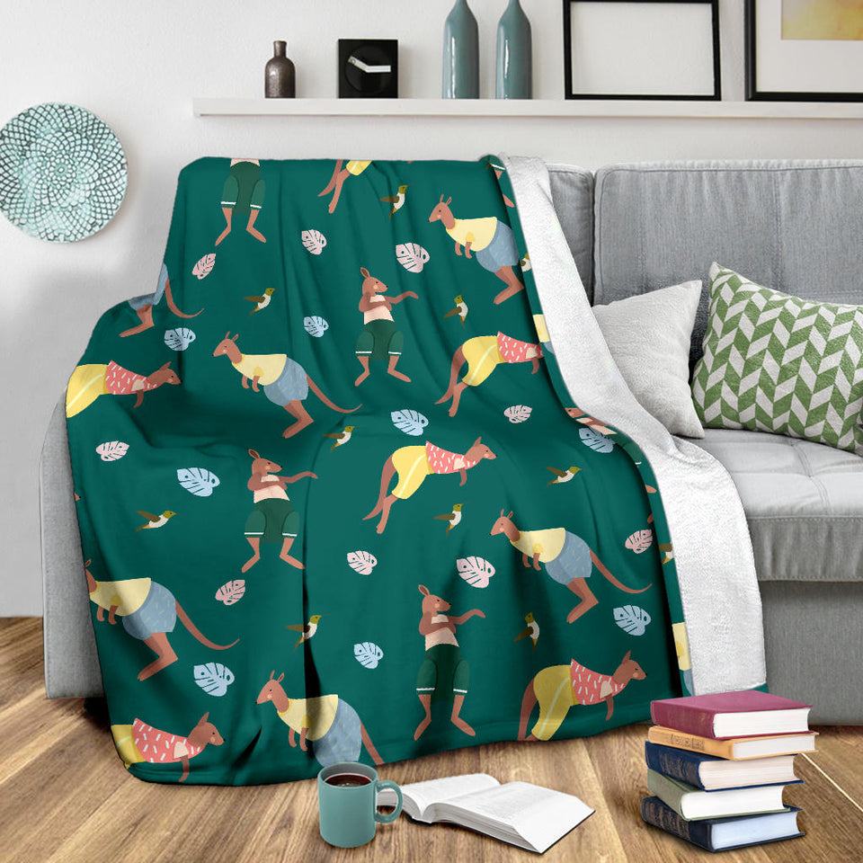 Kangaroo Leaves Pattern Premium Blanket