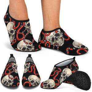 Red Snake Skull Pattern Aqua Shoes