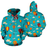 Hot Air Balloon Sky Pattern Zip Up Hoodie