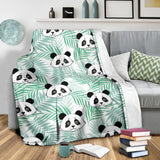 Panda Pattern Tropical Leaves Background Premium Blanket
