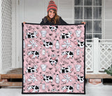 Cows Milk Product Pink Background Premium Quilt