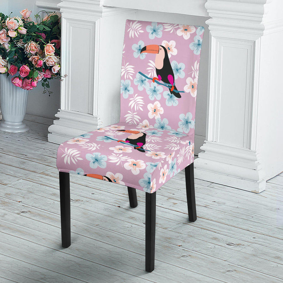 Beautiful Toucan Flower Leaves Dining Chair Slipcover