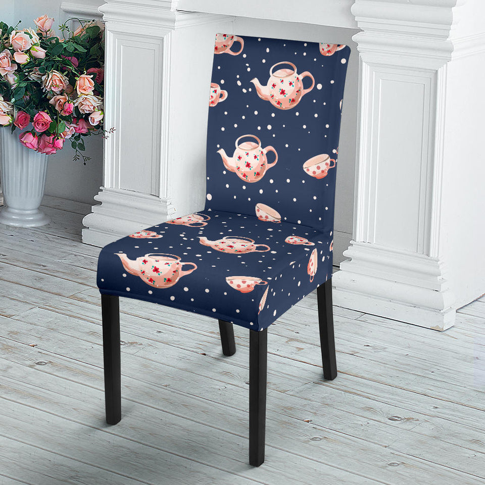 Tea Pots Pattern Print Design 04 Dining Chair Slipcover