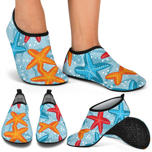 Blue Red Orange Starfish Pattern Aqua Shoes