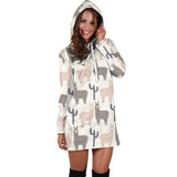Llama Alpaca Pattern Women'S Hoodie Dress