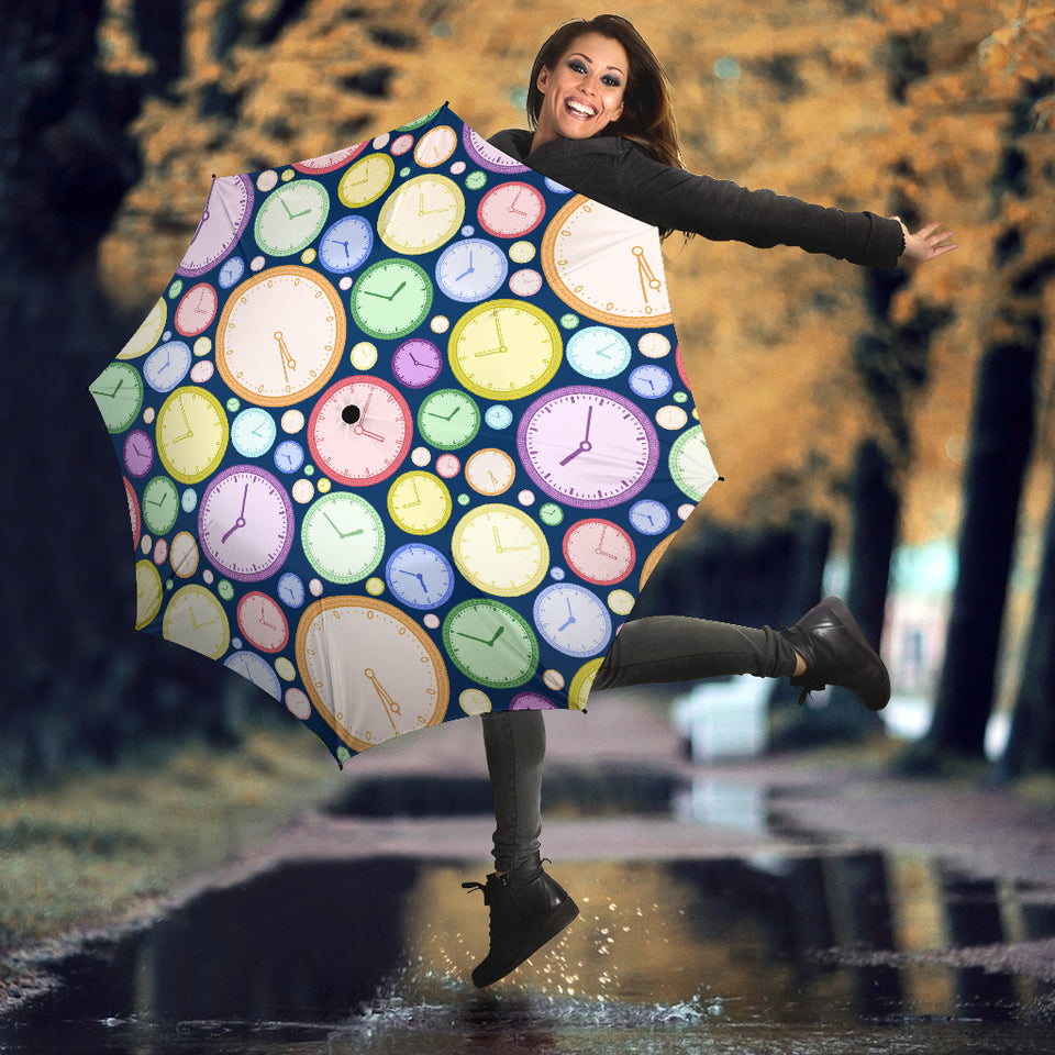 Colorful Clock Background Umbrella