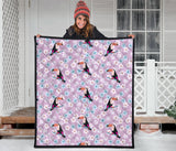 Beautiful Toucan Flower Leaves Premium Quilt