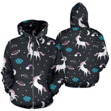 Unicorn Rainbows Moon Clound Star Pattern Zip Up Hoodie