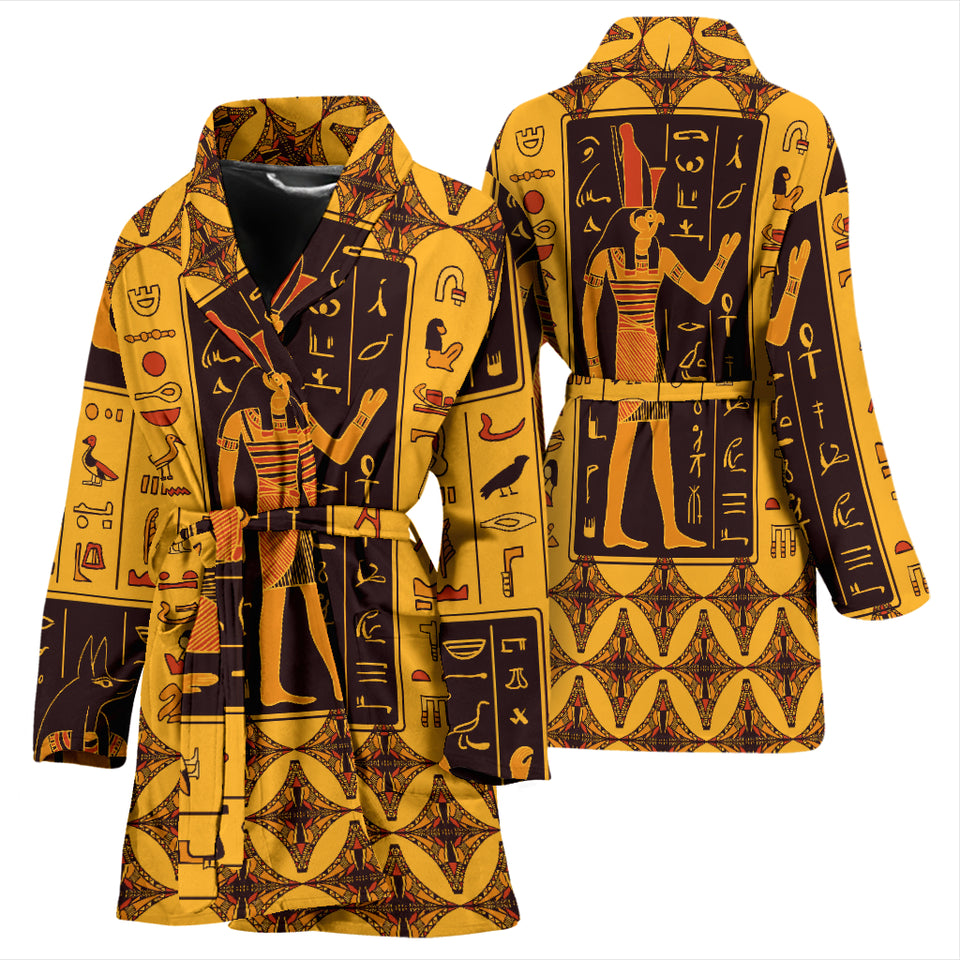 Egypt Hieroglyphics Pattern Print Design 05 Women's Bathrobe