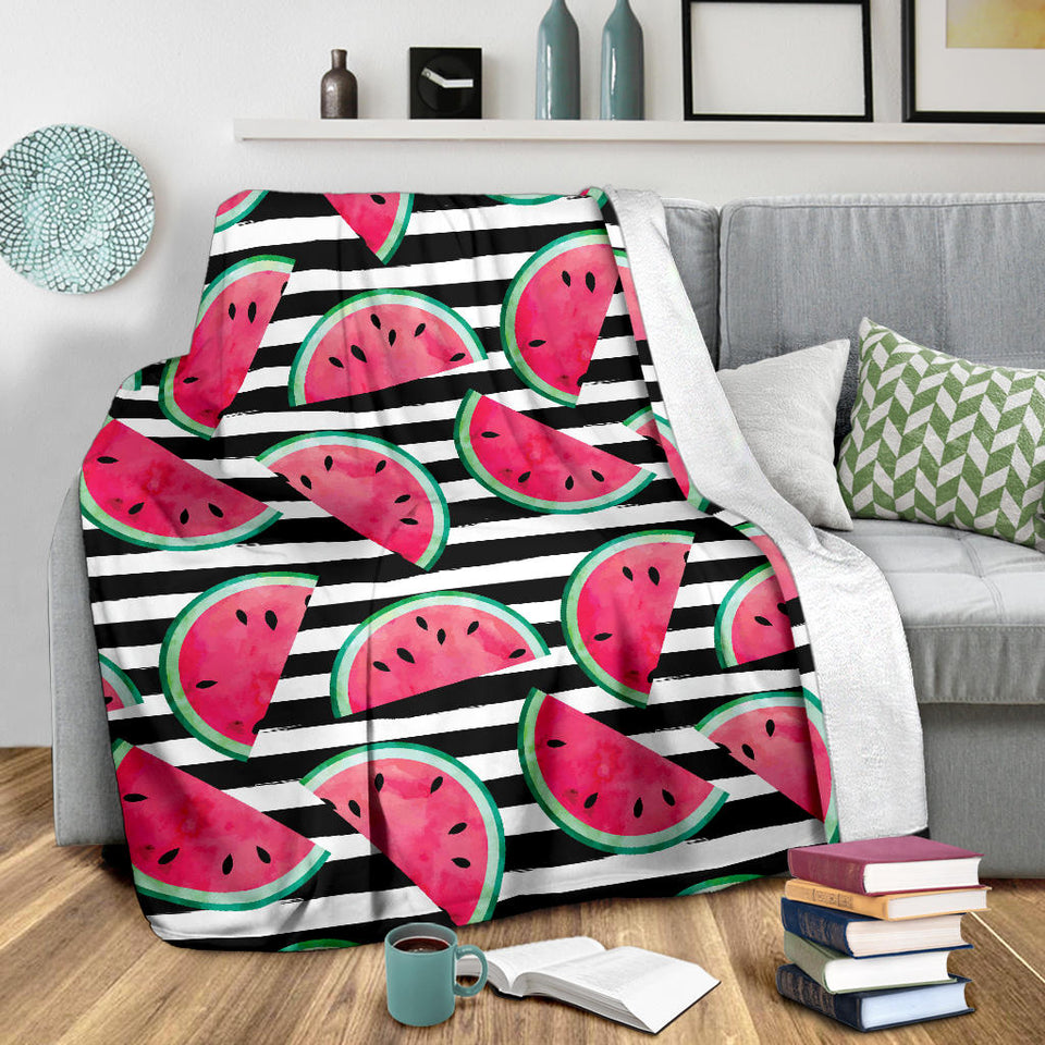 Watercolor Paint Textured Watermelon Pieces Premium Blanket