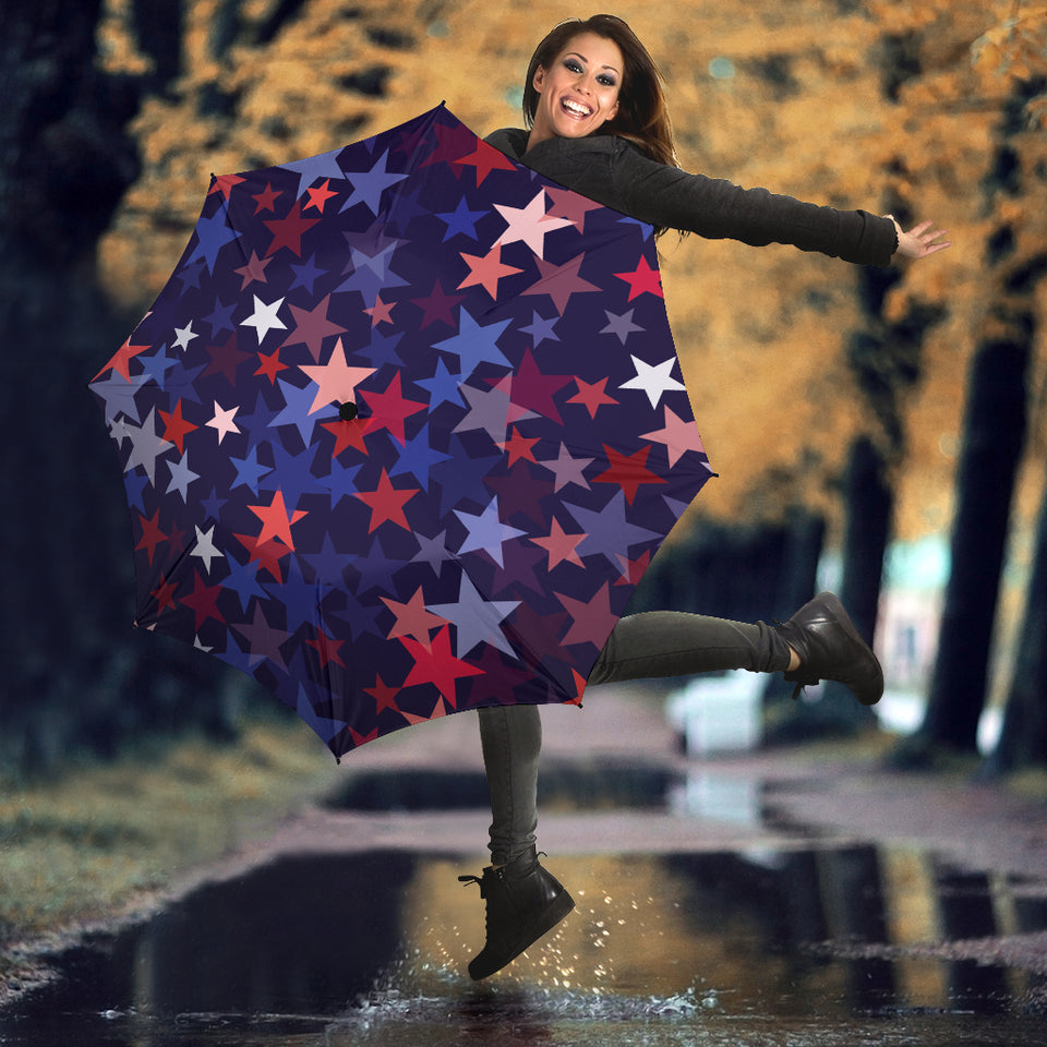 Red Blue Star Pattern Umbrella