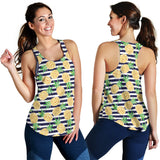 Pineapples pattern striped background Women Racerback Tank Top