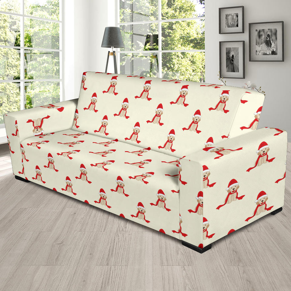 Golden Retriever Pattern Print Design 01 Sofa Slipcover