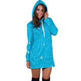 Airplane Destinations Blue Background Women'S Hoodie Dress
