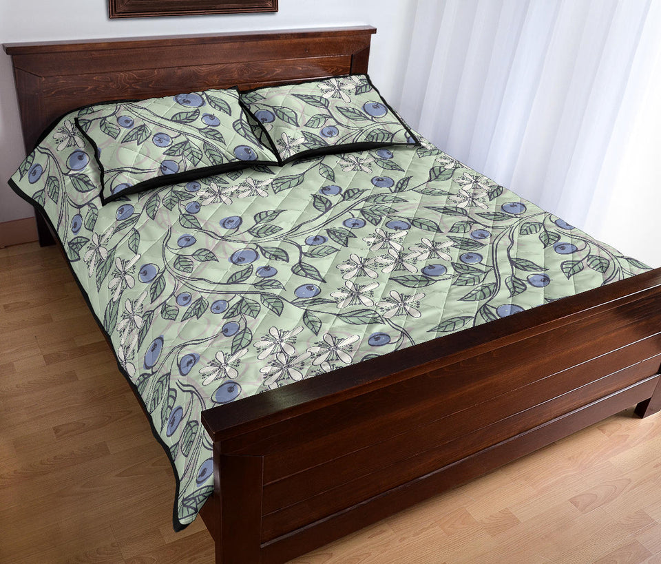 hand drawn blueberry pattern Quilt Bed Set
