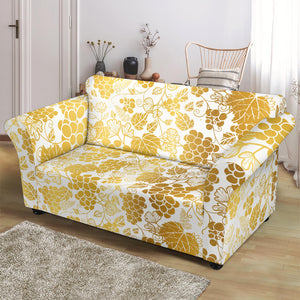 Gold Grape Pattern Loveseat Couch Slipcover