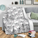 Cute French Bulldog Head Pattern Premium Blanket