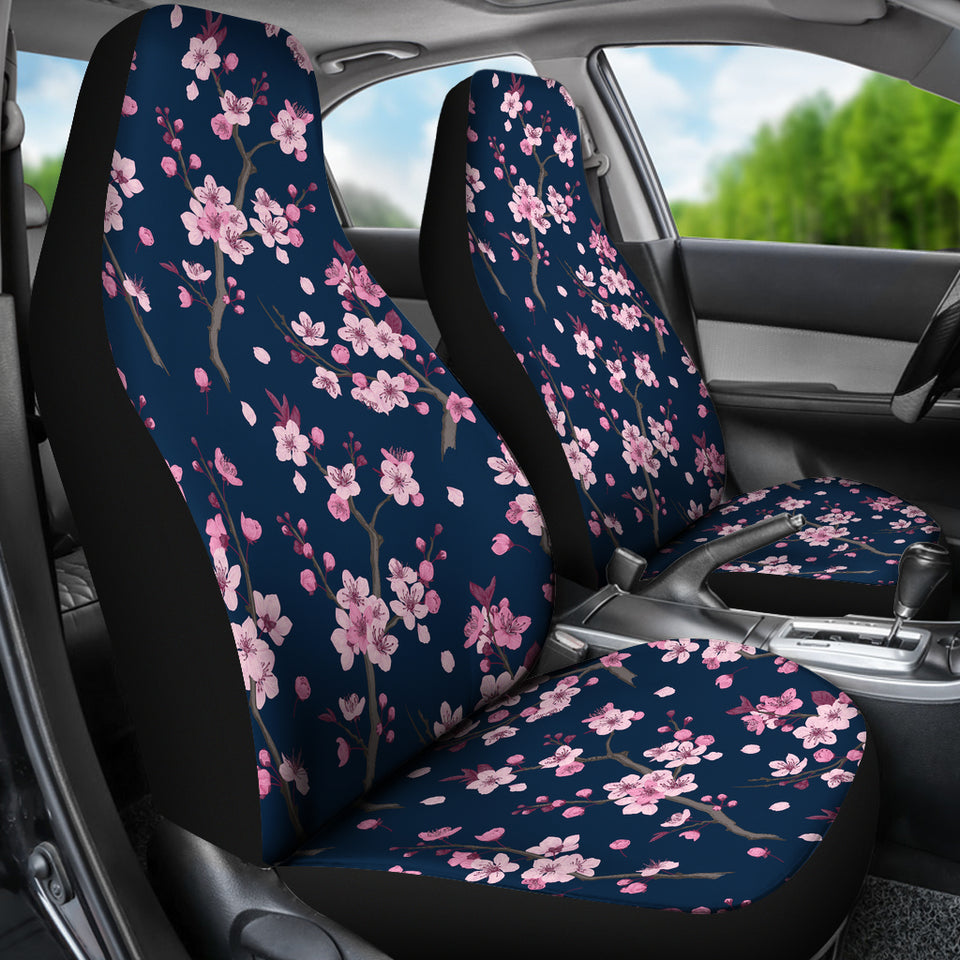 Pink Sakura Cherry Blossom Blue Background  Universal Fit Car Seat Covers