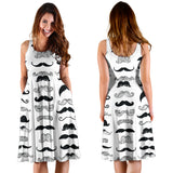 Mustache Beard Pattern Print Design 04 Sleeveless Midi Dress