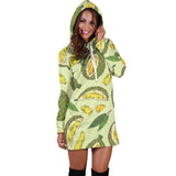 Durian Leaves Pattern Background Women'S Hoodie Dress
