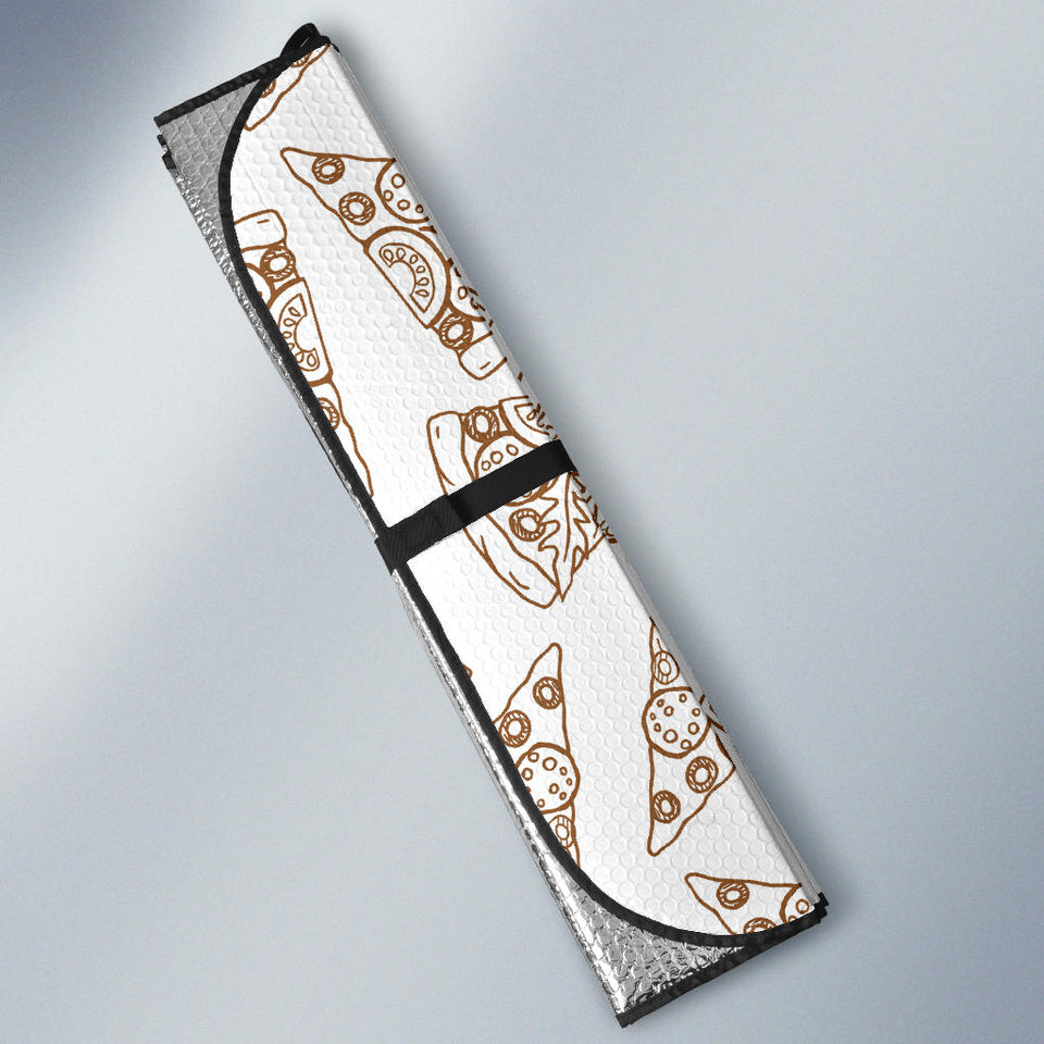 Hand Drawn Pizza Pattern Car Sun Shade