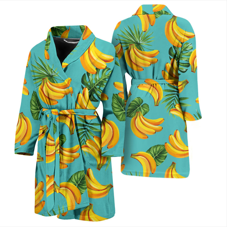 Banana Palm Leaves Pattern Background Men'S Bathrobe