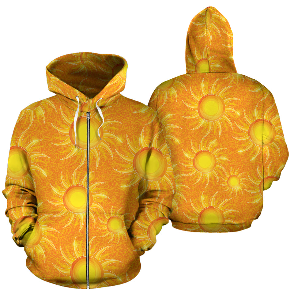 Sun Orange Background Zip Up Hoodie