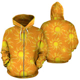Sun Orange Background Zip Up Hoodie
