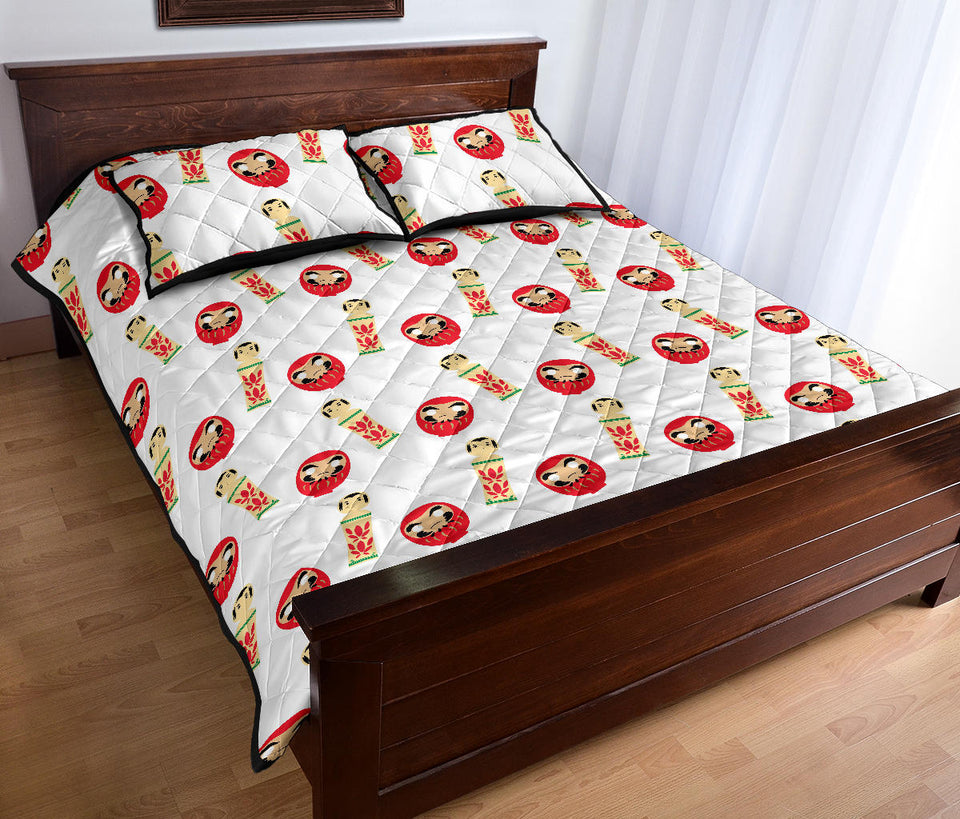 Daruma japanese wooden doll Quilt Bed Set