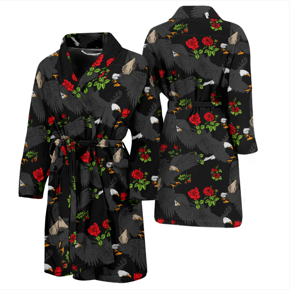 Eagle Pattern Print Design 04 Men's Bathrobe