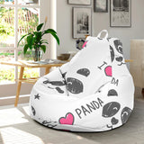 Hand Drawn Faces Of Pandas Pattern Bean Bag Cover