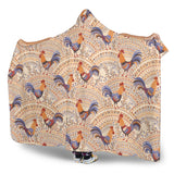 Cute Rooster Chicken Cock Floral Ornament Background Hooded Blanket