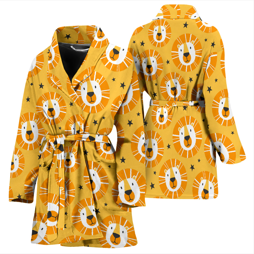 Lion Pattern Print Design 03 Women's Bathrobe