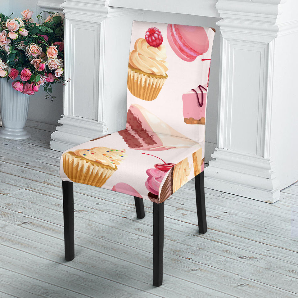 Cake Cupcake Sweets Pattern Dining Chair Slipcover