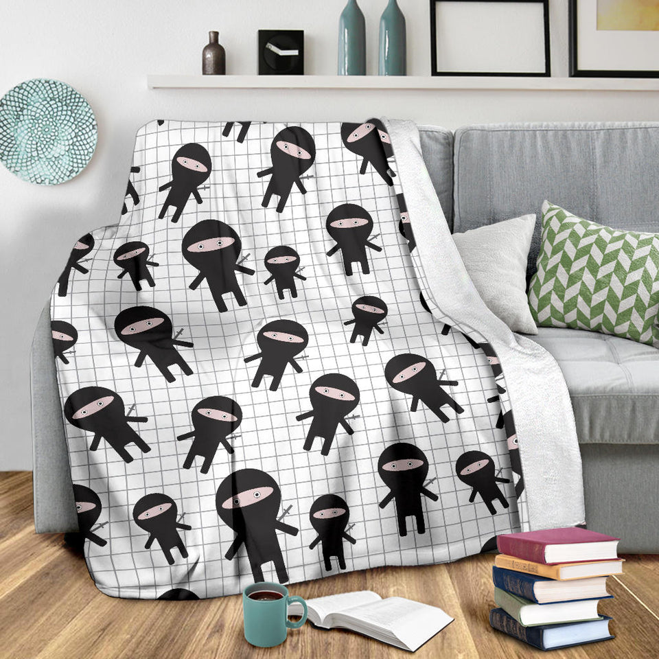 Ninja Pattern Plaid Background Premium Blanket