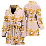 Cute Shiba Inu Dog Pattern  Women'S Bathrobe