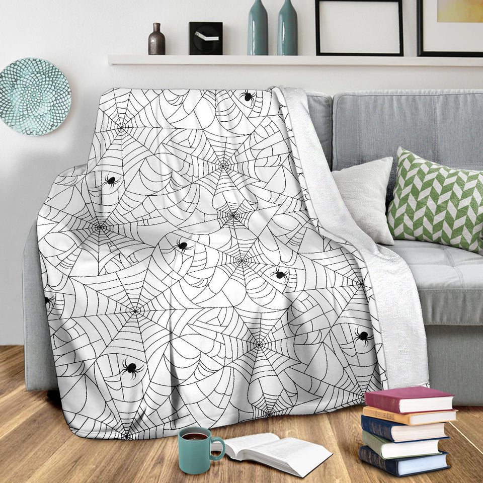 Spider Web Cobweb Pattern White Background Premium Blanket