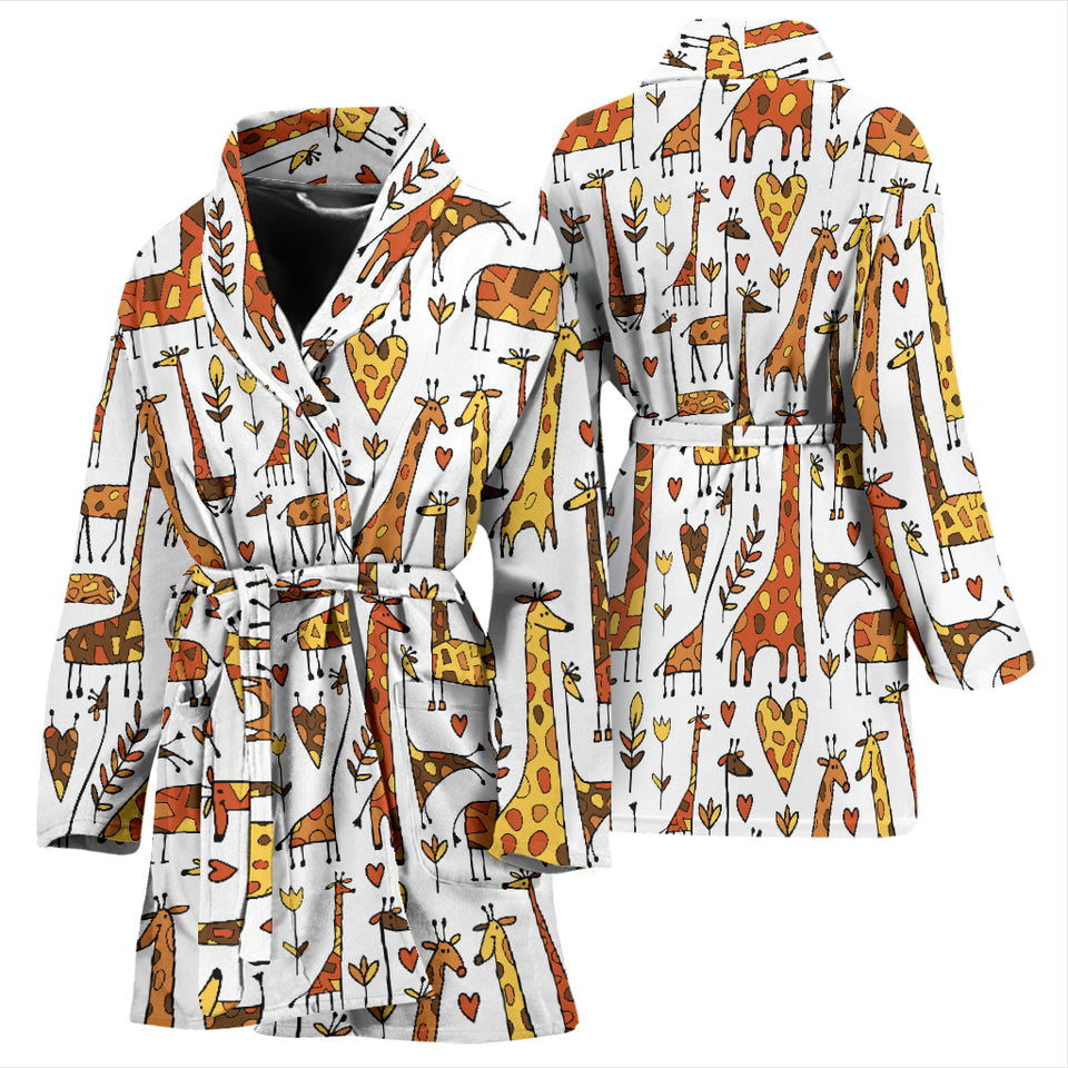 Giraffe Pattern Print Design 04 Women's Bathrobe