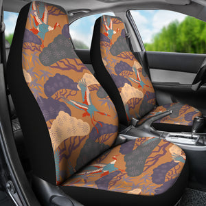 Bonsai Bamboo Stork Japanese Pattern Brown Theme  Universal Fit Car Seat Covers