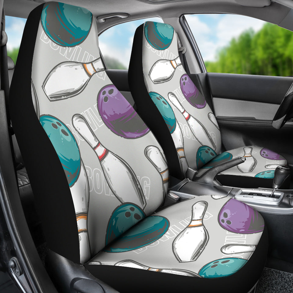 Bowling Ball And Pin Gray Background  Universal Fit Car Seat Covers