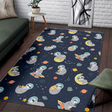 Cute Sloth Astronaut Star Planet Rocket Pattern Area Rug
