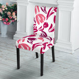 Pink Sketch Tulip Pattern Dining Chair Slipcover