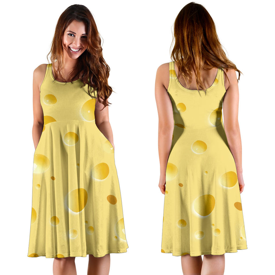 Cheese Texture Sleeveless Midi Dress