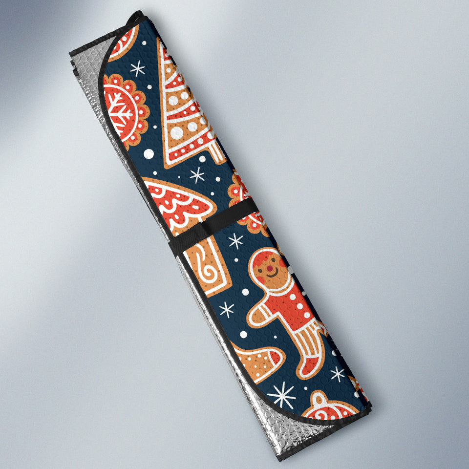 Christmas Gingerbread Cookie Pattern Car Sun Shade