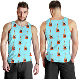 electric guitar pattern light blue background Men Tank Top