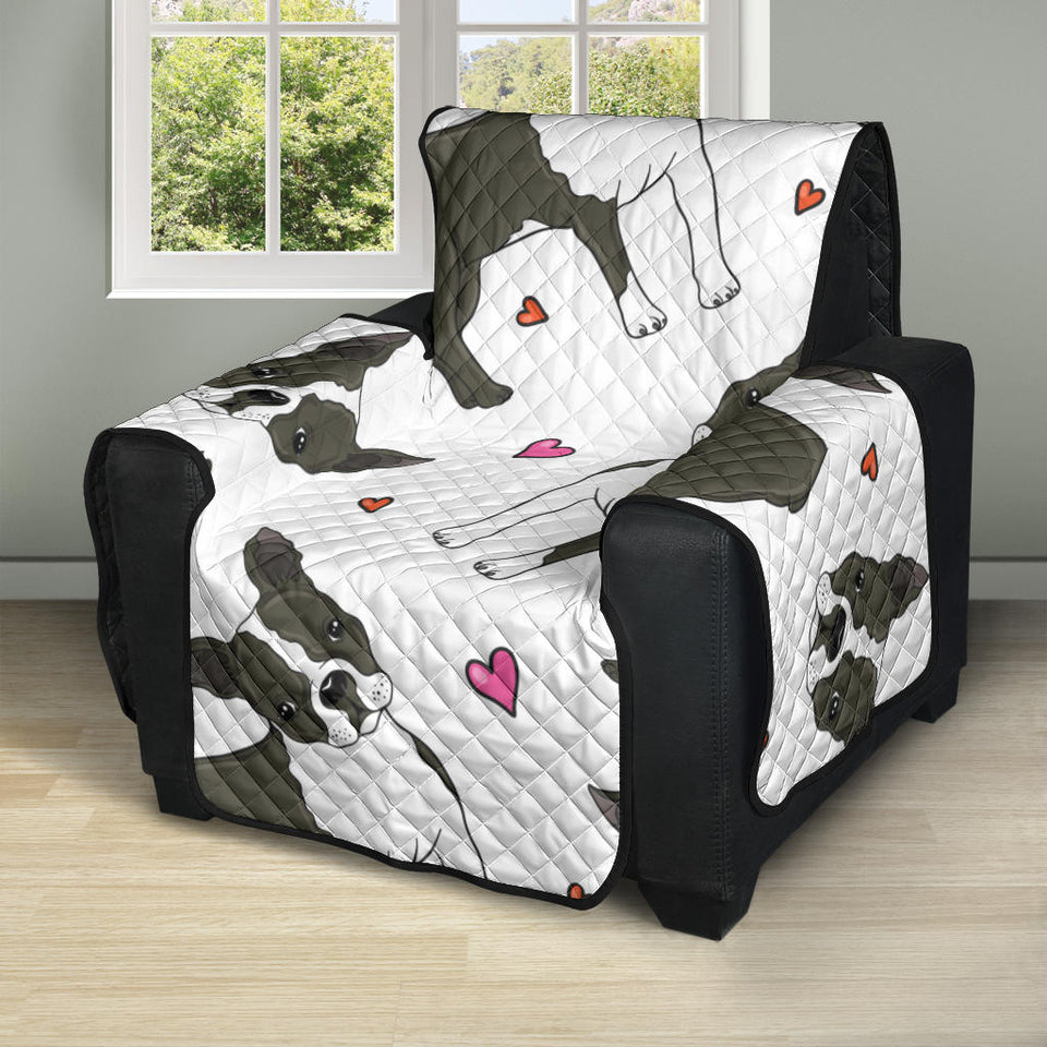 Boston terrier dog hearts vector pattern Recliner Cover Protector