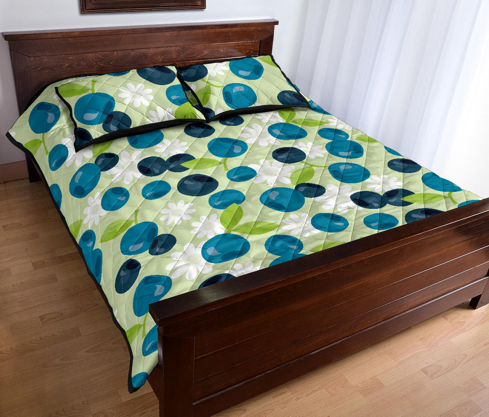 blueberry flower pattern Quilt Bed Set