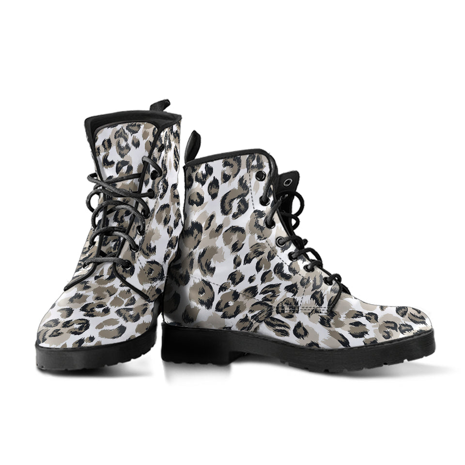 Leopard Skin Print Pattern Leather Boots